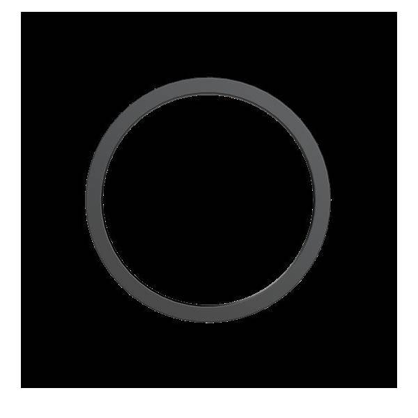 Eine koaxiale Spule, die als Kreis auf einem schwarzen Hintergrund dargestellt wird und eine einzelne Schleife einer idealen Spule in einem elektrischen Schaltkreisdiagramm repräsentiert.