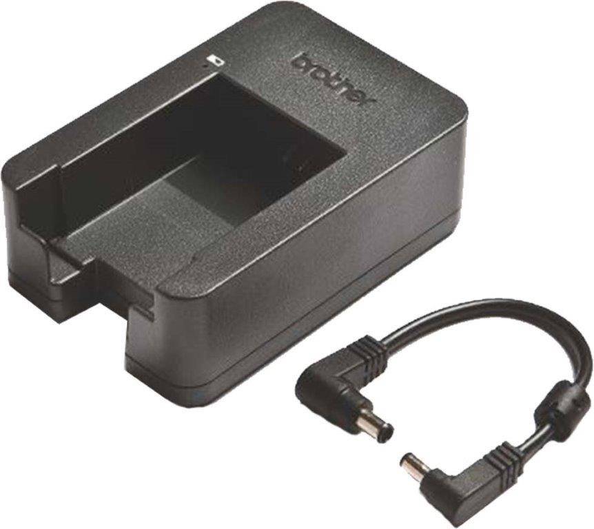 Ein schwarzes Batterieladegerät mit der Aufschrift 