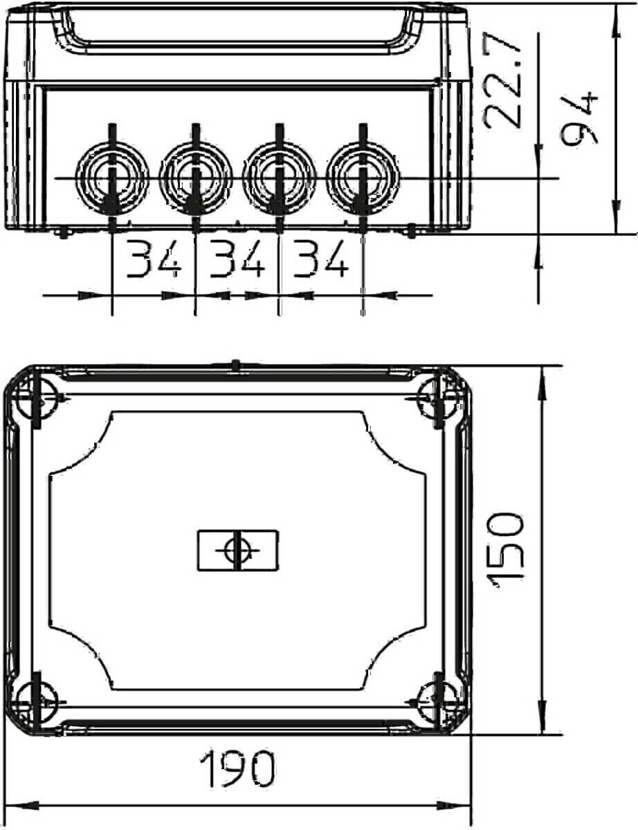 OBO Bettermann Kabelabzweigkasten T 160 HD LGR