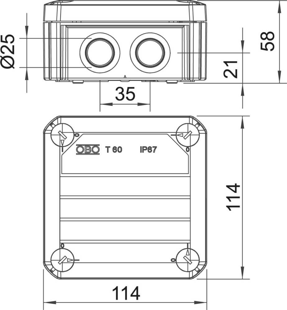 OBO Bettermann Kabelabzweigkasten T 60 M25 RO-LGR