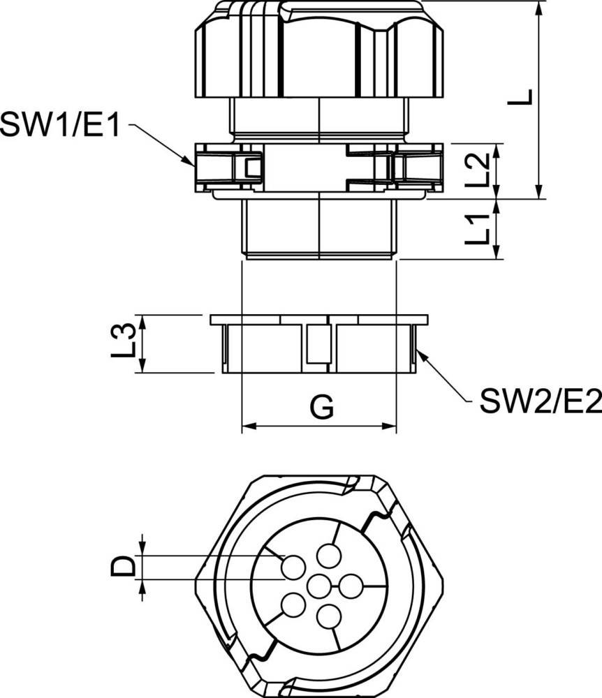 OBO Bettermann Kabelverschraub., teilbar V-TEC TB32 2x11