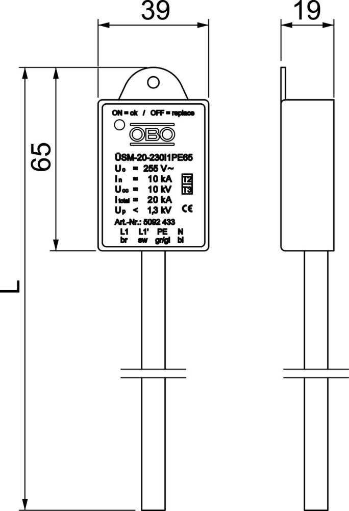 OBO Bettermann Überspannungsschutzmodul ÜSM-20-230I1PE65