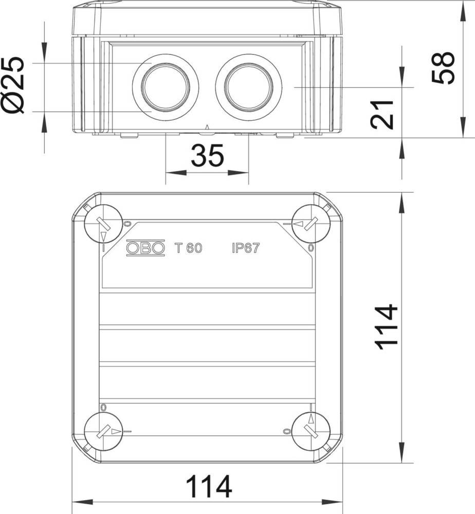 OBO Bettermann Kabelabzweigkasten T 60 M25 RO-LGR