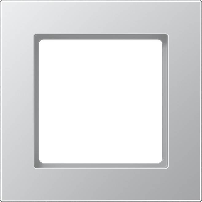 Ein weißer quadratischer Rahmen mit abgeschrägter Kante, der vor einem hellgrauen Hintergrund positioniert ist.