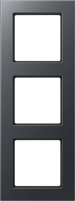 Ein schwarzer quadratischer Rahmen mit einer großen zentralen Aussparung, die einem Fenster oder einem Displayrahmen ähnelt, vor einem weißen Hintergrund.