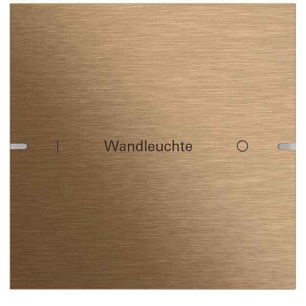 Ein bronzefarbener Lichtschalter mit der Beschriftung 