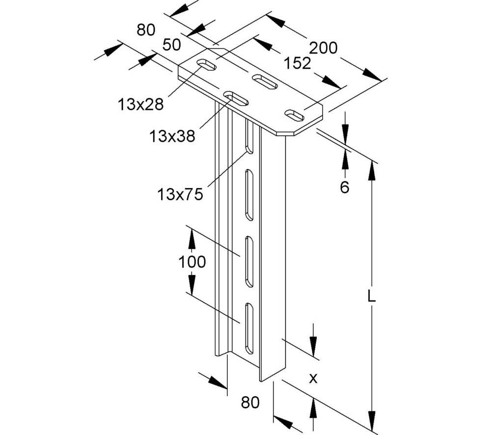 Niedax Hängestiel HI 80/1500