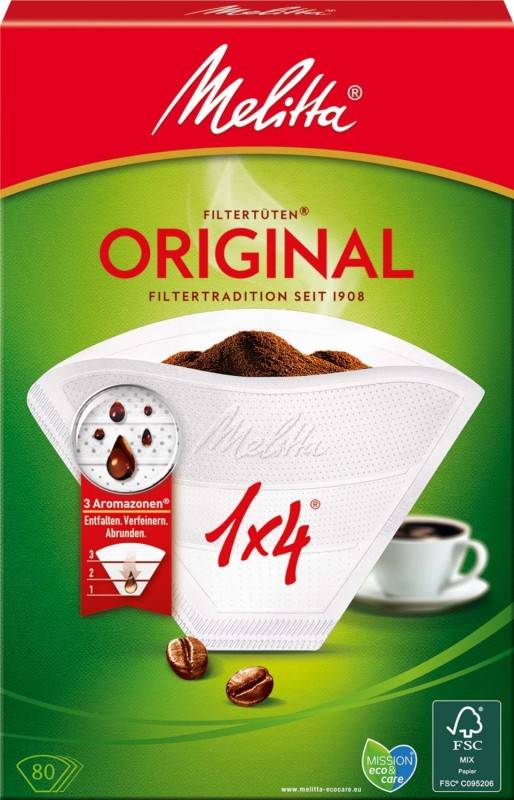 18 Stück Melitta SDA Filtertüten 1x4/80 ws Aroma VE80