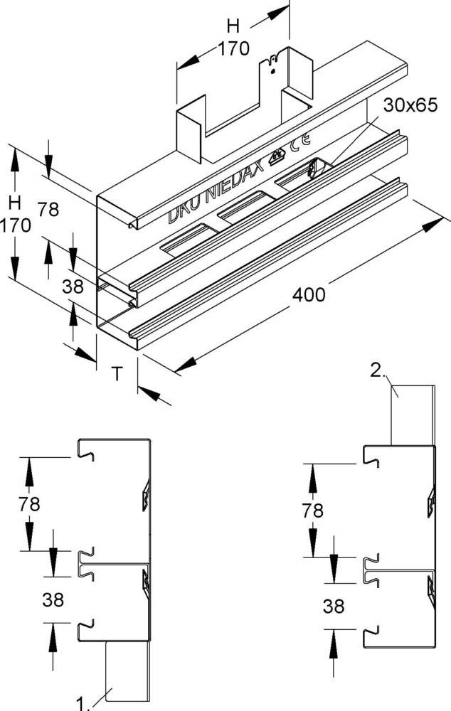 Niedax DKU-T-Stück DKT 170-78T60 L