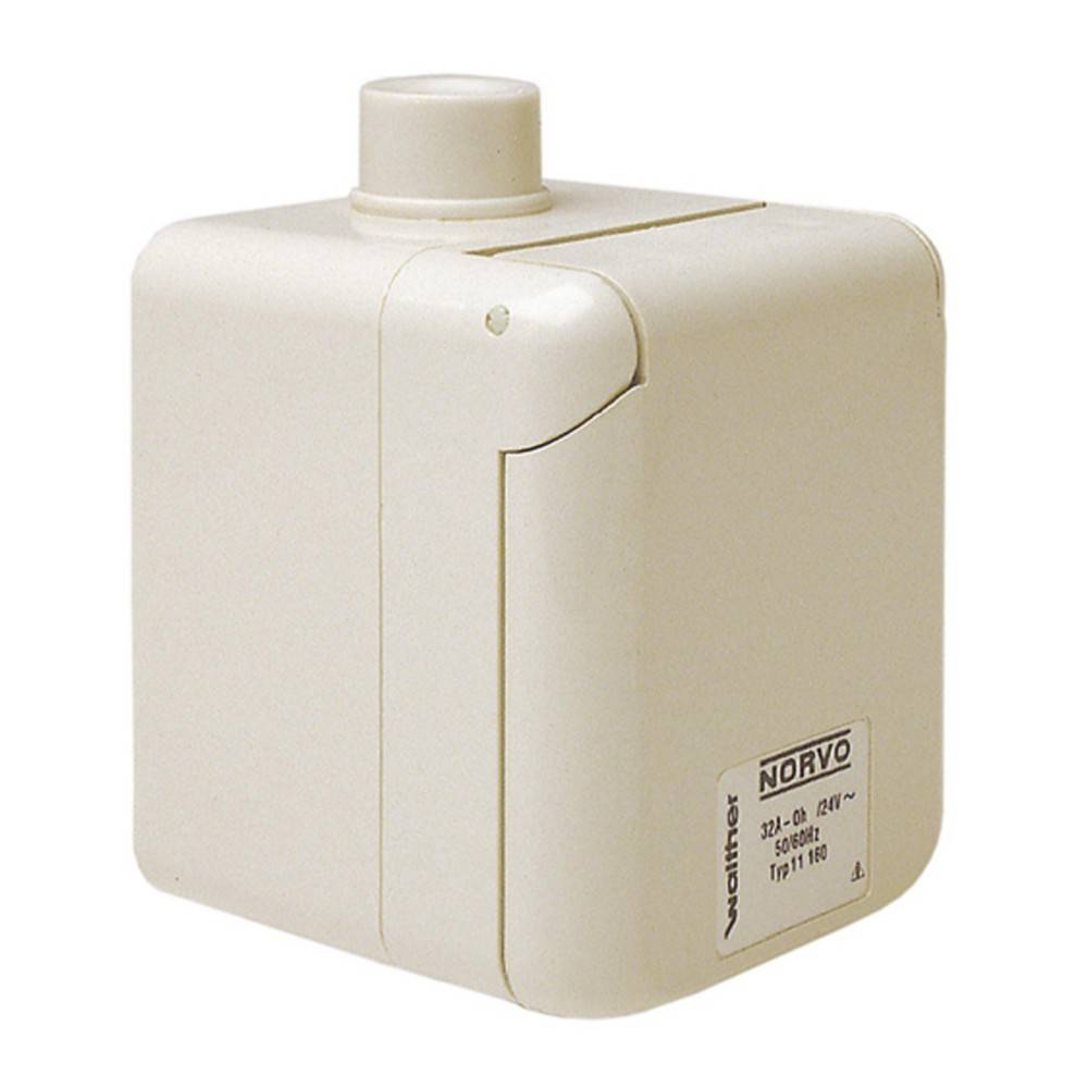 Norvo' Marken-Elektro-Ventilantrieb mit quadratischem, beigefarbenem Design. Verwendet zur Steuerung des Fluidflusses in mechanischen Systemen.