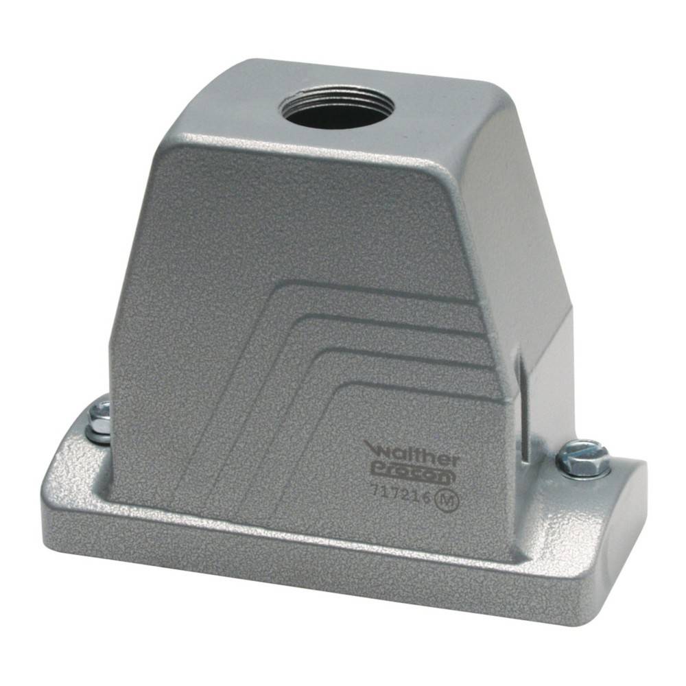 Ein metallisches Industriegehäuse mit einer Öffnung an der Oberseite und einer Montagebasis, beschriftet mit 'Walther Pro 220'.
