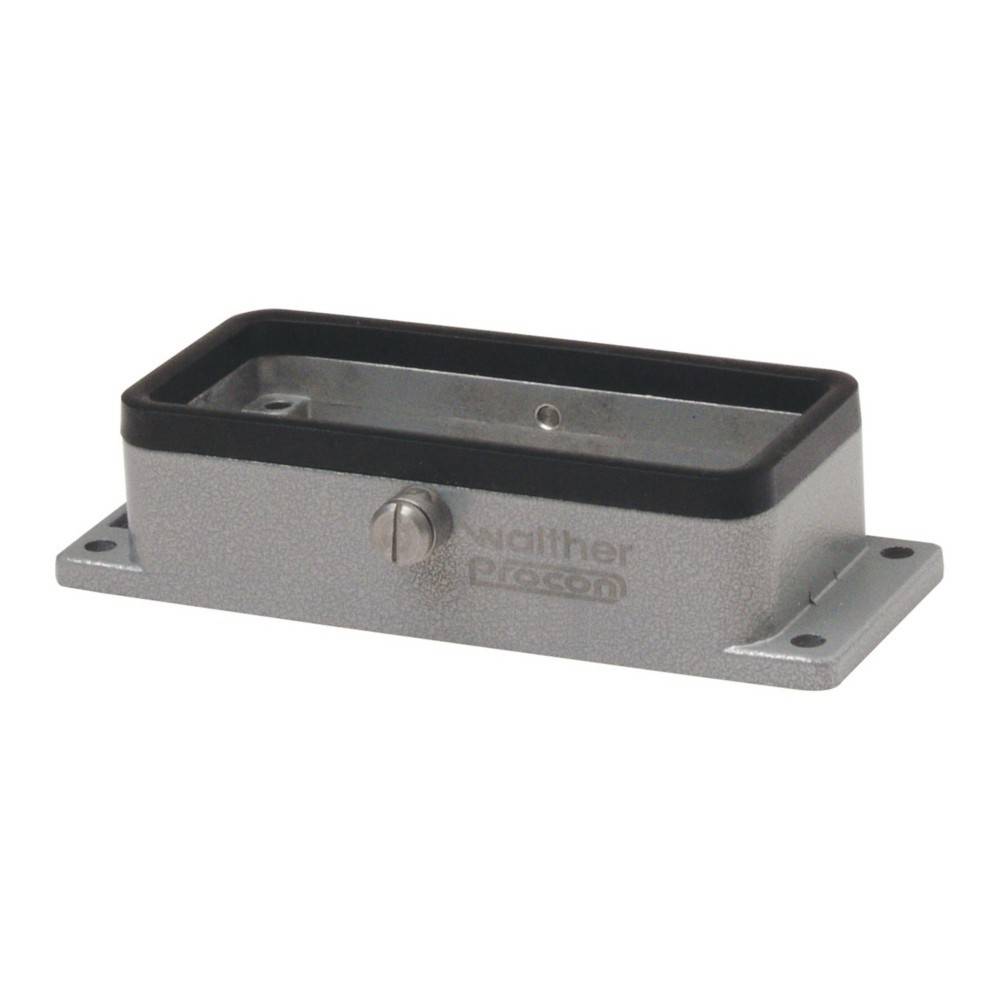 Ein rechteckiges Metallgehäuse mit einem schwarzen Gummiring, das einen Schalter enthält und mit 'Walther Procon' beschriftet ist.
