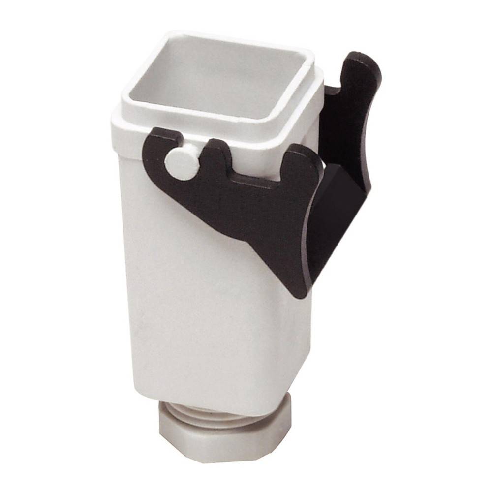 Eine weiße Wandlüftungshaube mit quadratischer Form und schwarzen Befestigungsklammern. Wird für HVAC-Systeme zur Steuerung des Luftflusses durch Wände verwendet.