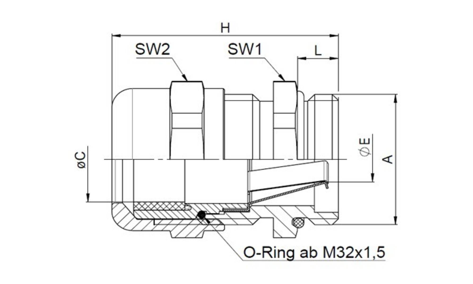 Jacob MS-Kabelverschraubung 50.625 M/EMVDL
