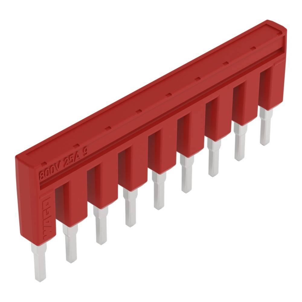 Rote 800V 25A Sammelschiene mit mehreren nach unten gerichteten Anschlussverbindungen.
