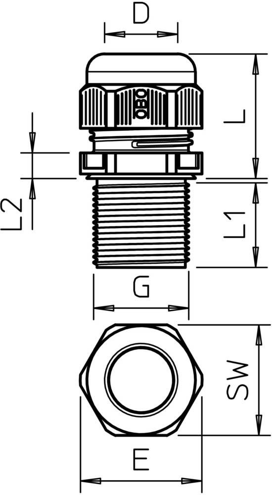 OBO Bettermann Kabelverschraubung V-TEC VM LL16 SW