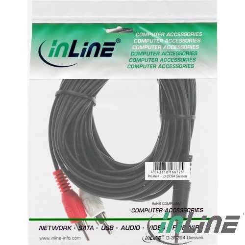 INLINE - Cinch/Klinke Kabel - 2x Cinch Stecker an 3,5mm Klinke Stecker - 2m