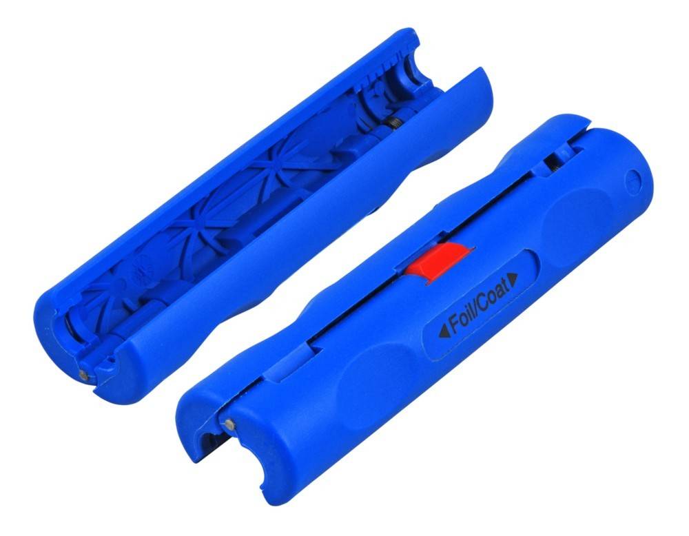 Ein blauer Plastikgegenstand mit der Aufschrift 