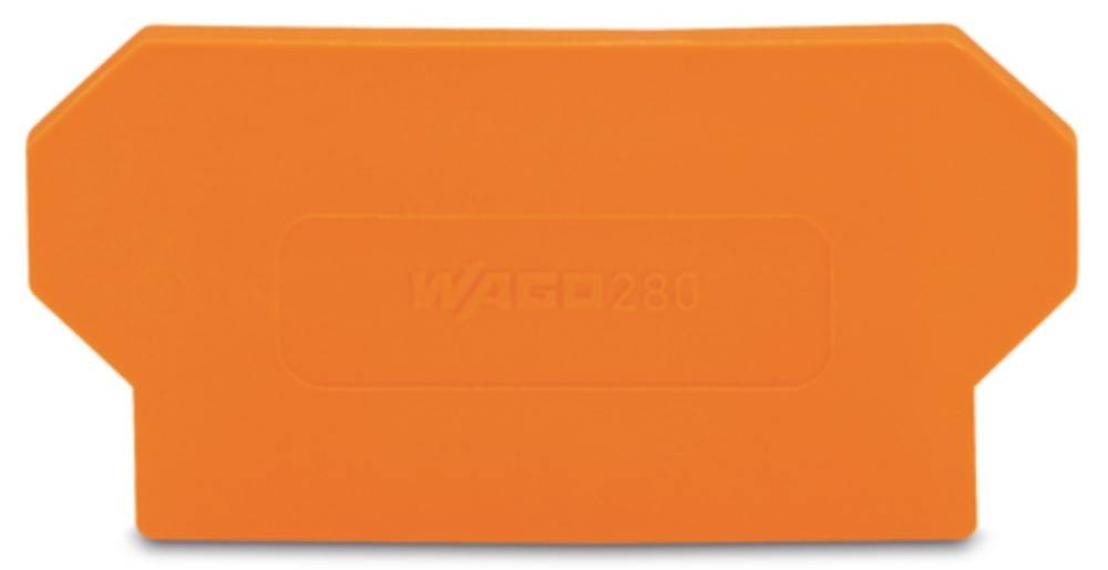 Orangefarbener rechteckiger Block mit der Aufschrift 'WAGO 280', die in die Oberfläche eingeprägt ist, ohne zusätzlichen Kontext oder erkennbare Besonderheiten.