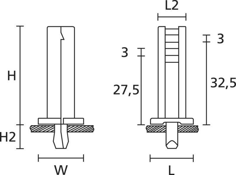 HellermannTyton Keilsockel TY5-K3-HS-NA-C1