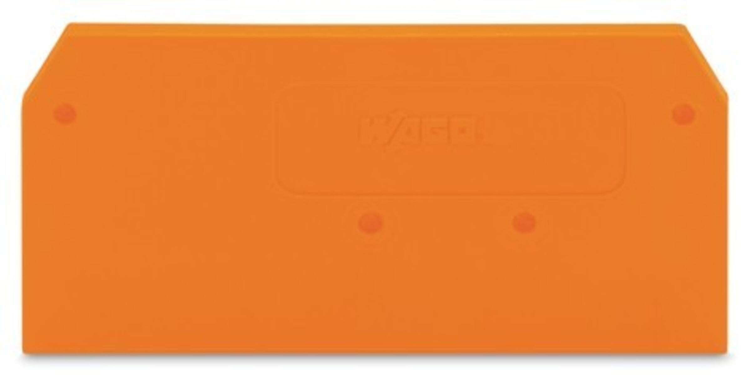 WAGO-Orange-Flachwerkzeug mit zwei runden Vertiefungen, das für elektrische Anwendungen verwendet wird.