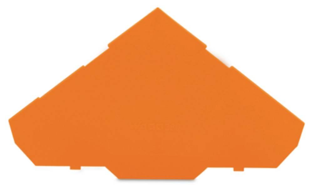 Ein orangefarbenes Kunststoff-Trockenbau-Schleifwerkzeug mit dreieckiger Form, das zum Glätten von Oberflächen entwickelt wurde.