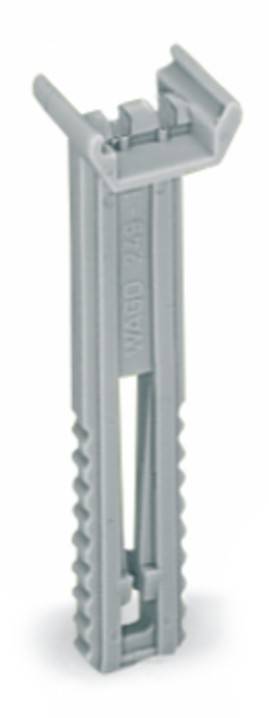 WAGO 243 grauer elektrischer Verbinder mit gerippten Seitenflächen, vorgesehen für sichere elektrische Leitungsverbindungen.