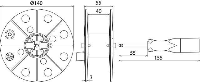 DEHN Drahthaspel K-grau B40mm DHK40BSML075L25MBL