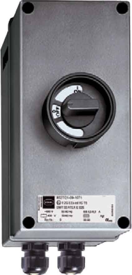 Ein detailliertes Bild eines elektrischen Schalters mit beschrifteten Positionen „EIN