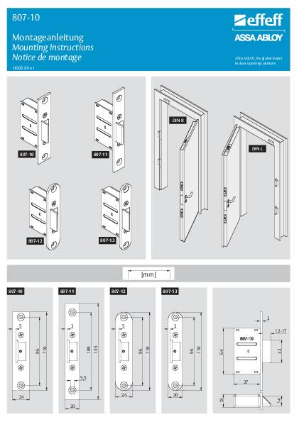 Einsteckfallenschloss 807 24 eck.ASSA ABLOY