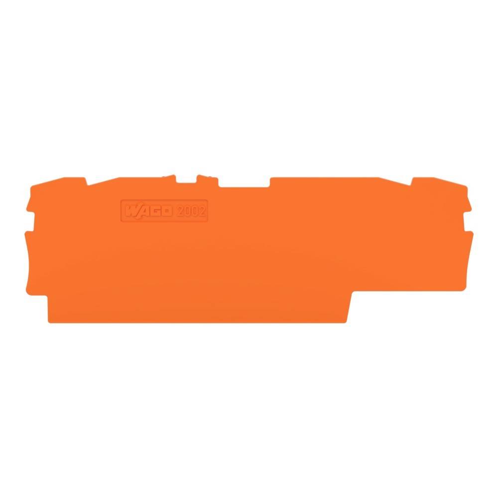Ein orangefarbener WAGO-Schienenklemmen-Jumper, typischerweise in elektrischen Anwendungen zur Verbindung von Klemmen verwendet.