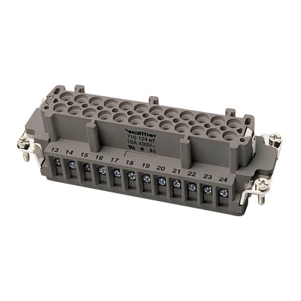 Elektrischer Anschlussblock mit nummerierten Schlitzen für Verkabelung. Modelldetails oben: 'Wattner 71D 124 MT, 16A, 400V'.