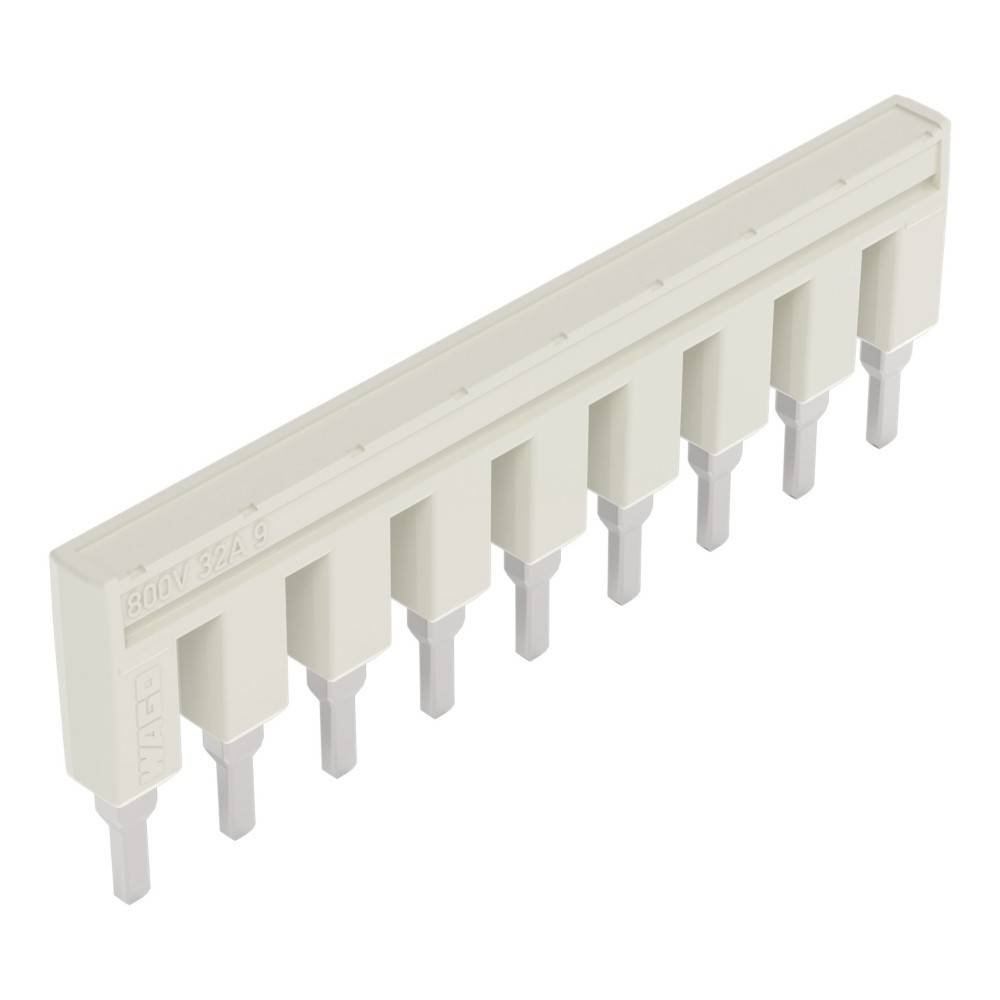 Ein beiger elektronischer Stecker mit mehreren Metallstiften, die sich von seiner Basis erstrecken; wird zum Verbinden von Schaltungskomponenten verwendet.