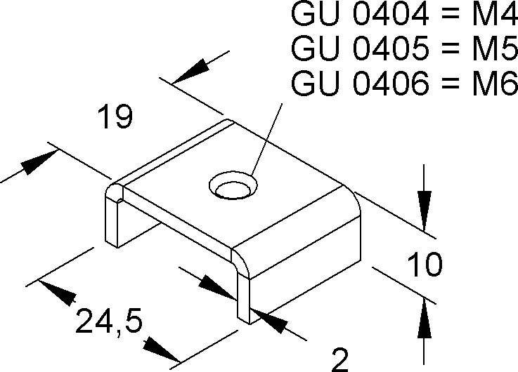 100 Stk. Niedax Gleitmuttern GU 0406