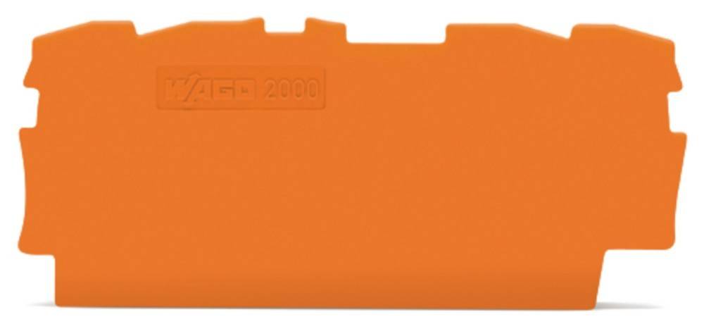 Ein orangefarbenes Plastikbauteil mit der Zahl '2000' als Prägung, das eine rechteckige Form und eine gezackte obere Kante aufweist.