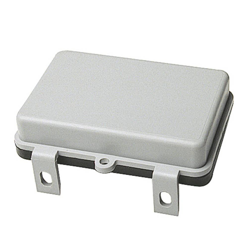 Rechteckiges weißes Plastikgehäuse mit abgerundeten Kanten, zwei Befestigungslaschen am unteren Rand, auf einem neutralen Hintergrund präsentiert.