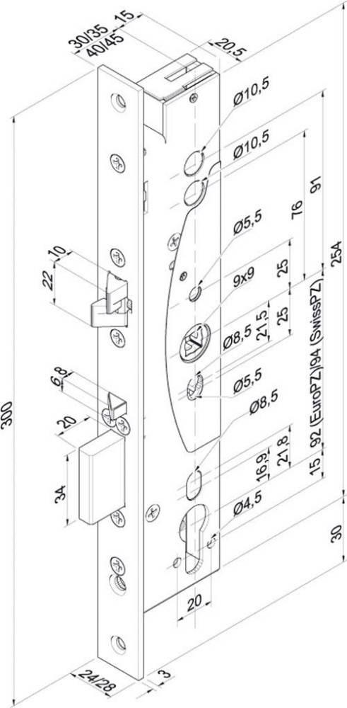 Assa Abloy effeff Sicherheitsschloss 709 709X202PZ---G41