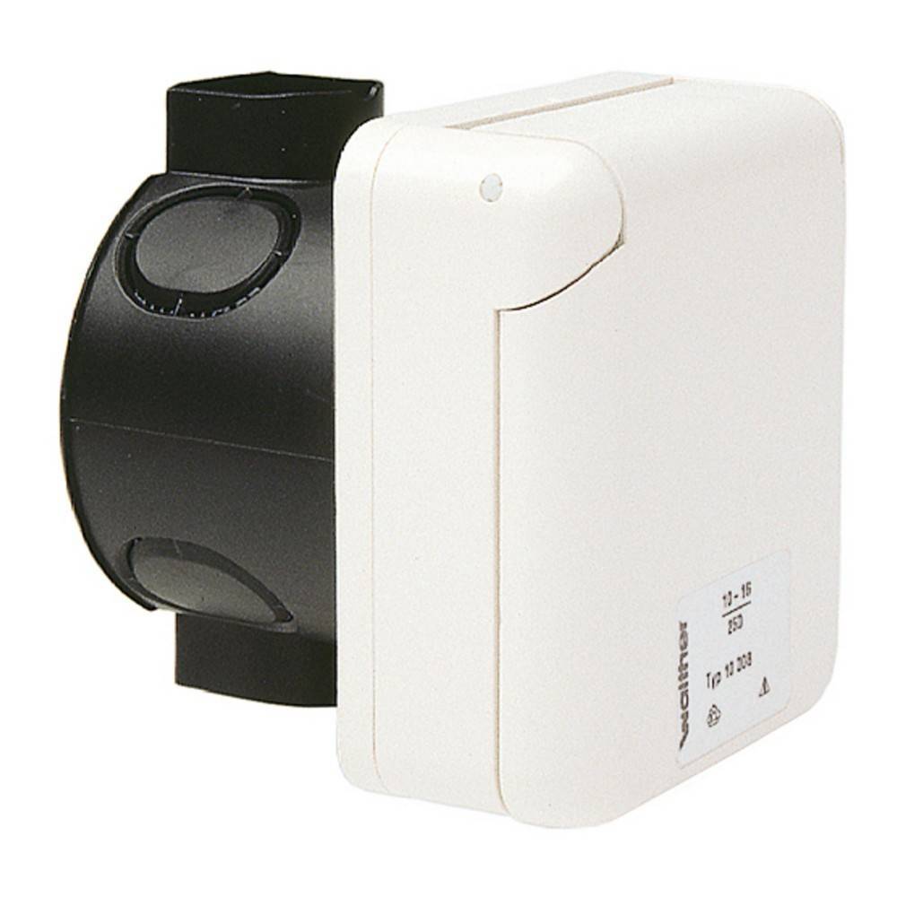 Ein schwarz-weißes mechanisches Beatmungsgerät mit Reglerknöpfen und kompaktem Design, geeignet für leise und effiziente Luftströmungssteuerung.