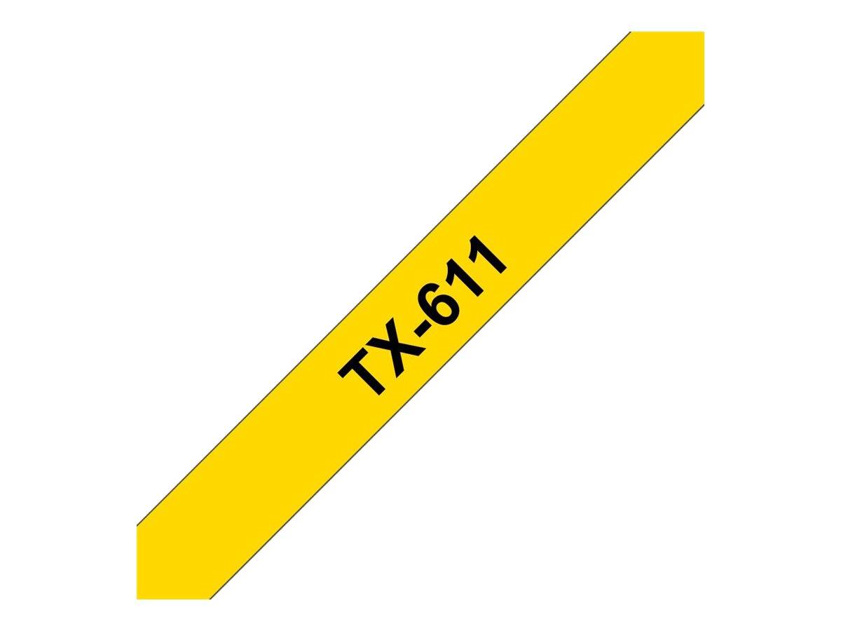 Brother TX611 - Schwarz auf Gelb - Rolle (0,6 cm x 15,2 m)