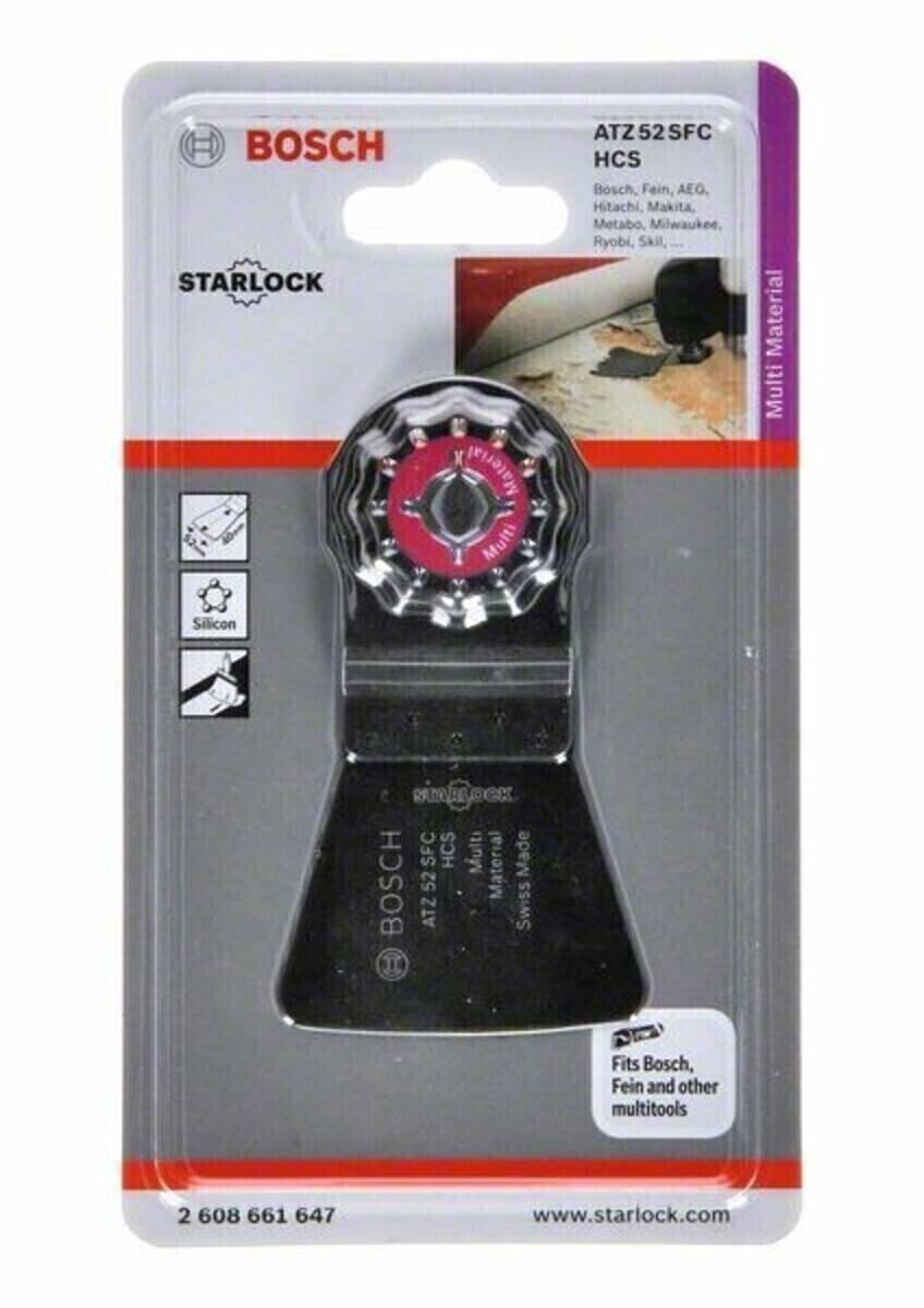 Starlock Multitool-Klinge für verschiedene Materialien; passend für Bosch, Fein und andere. Ausgestattet mit einer roten zentralen Verriegelungsmechanik.