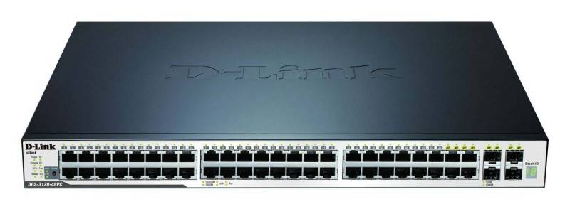 Ein Netzwerk-Switch mit 24 Ethernet-Ports und Status-LED-Anzeigen, verwendet zum Verbinden mehrerer Geräte in einem lokalen Netzwerk.