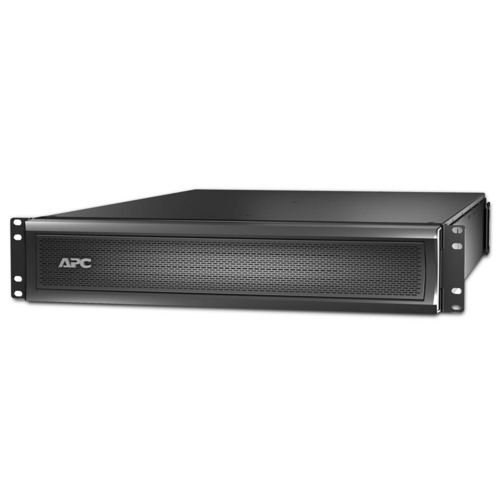 Ein schwarzes APC-Rack-Server-Gerät mit Frontgitter, das für das Management von Rechenzentrum- oder Netzwerkausrüstung konzipiert ist.