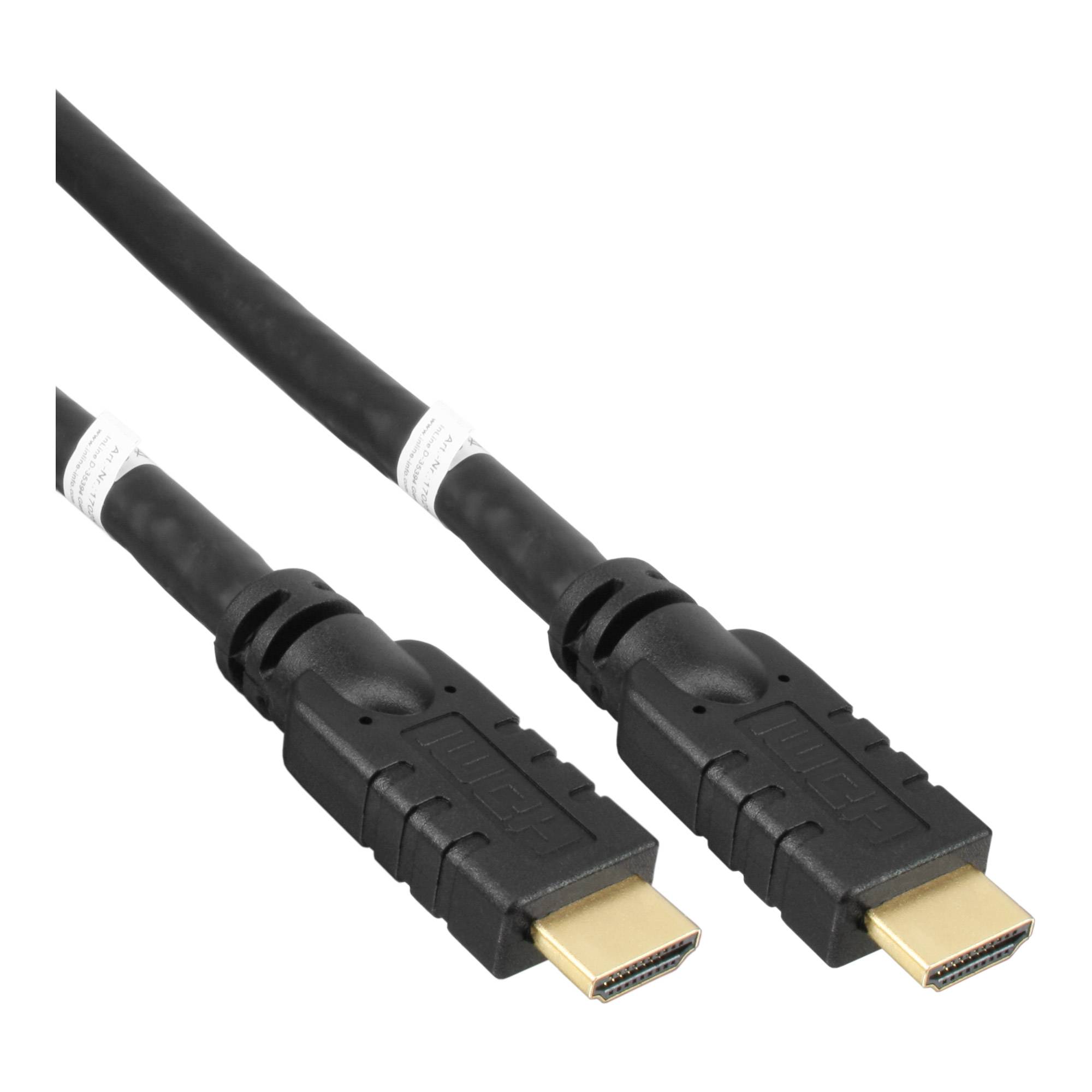 INLINE - HDMI-High Speed Kabel mit Eth. - ST / ST - aktiv - schwarz / gold - 40m