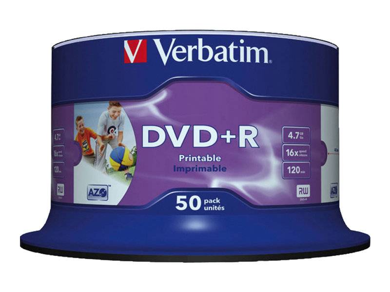Verbatim - 50 x DVD+R - 4.7 GB 16x - Bedruckbarer Innenring, in Fotoqualität bedruckbare Oberfläche