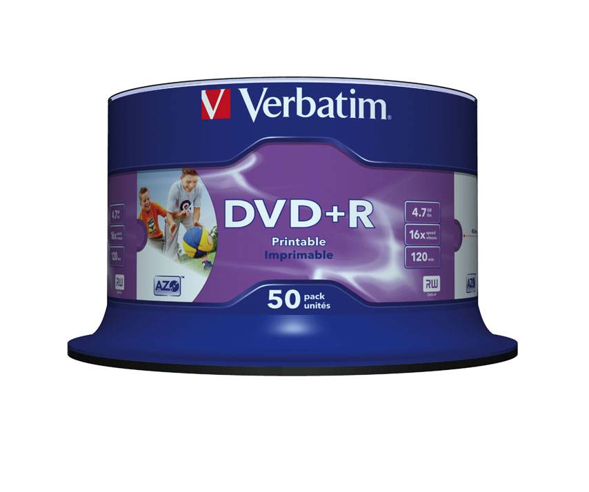 Verbatim - 50 x DVD+R - 4.7 GB 16x - Bedruckbarer Innenring, in Fotoqualität bedruckbare Oberfläche