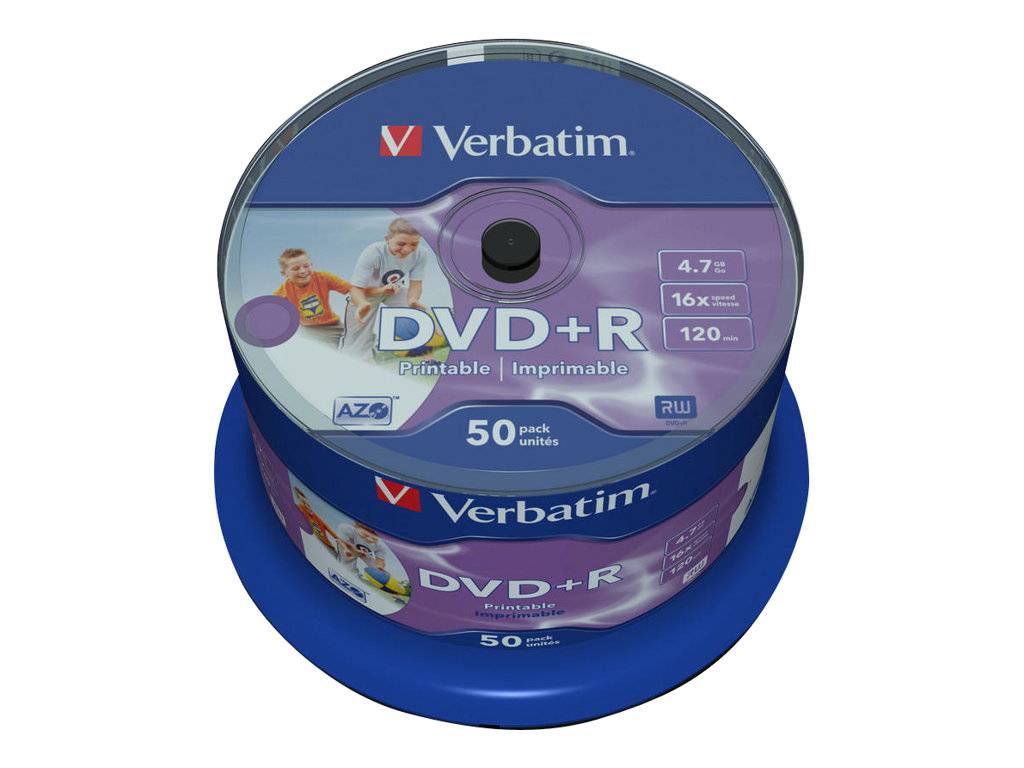 Verbatim - 50 x DVD+R - 4.7 GB 16x - Bedruckbarer Innenring, in Fotoqualität bedruckbare Oberfläche