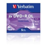Verbatim - 5 x DVD+R DL - 8.5 GB (240 Min.) 8x - mattsilber - Jewel Case (Schachtel)