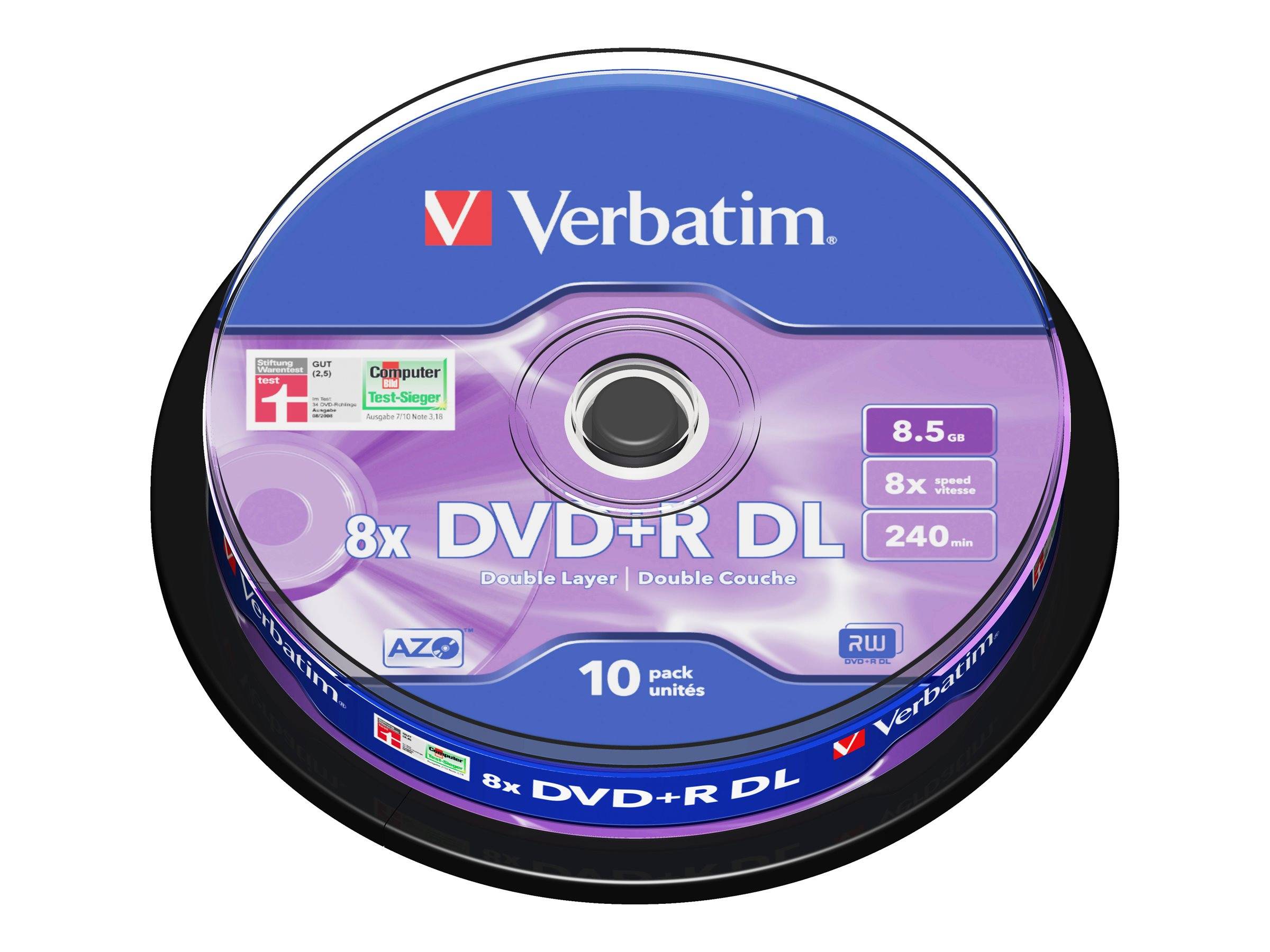Verbatim - 10 x DVD+R DL - 8.5 GB 8x - mattsilber