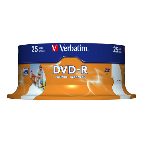 Verbatim - 25 x DVD-R - 4.7 GB 16x - breite bedruckbare Fläche für Fotos