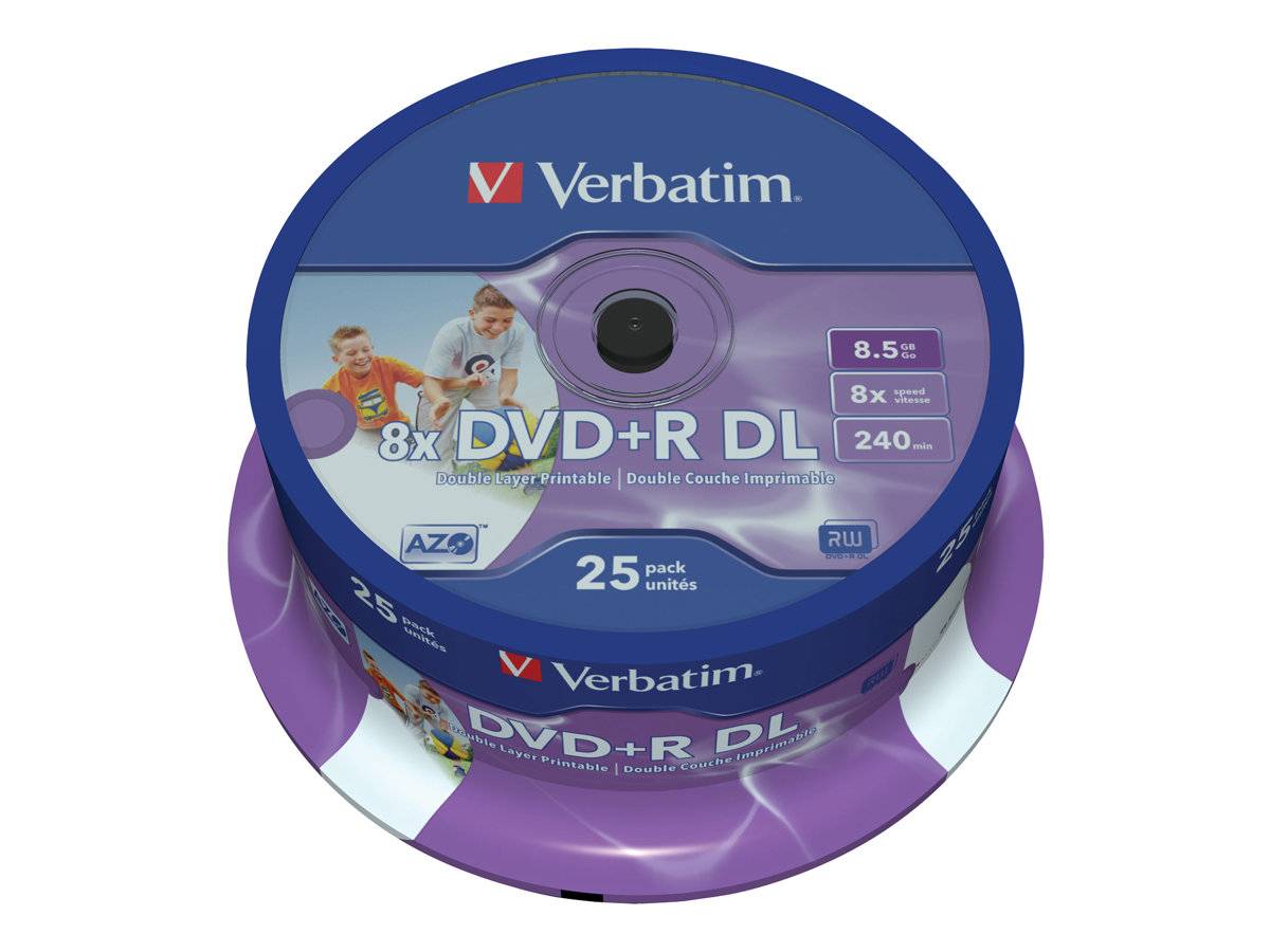 Verbatim - 25 x DVD+R DL - 8.5 GB 8x - breite bedruckbare Oberfläche